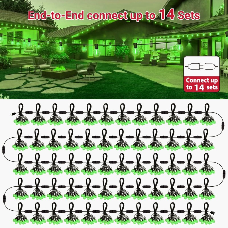 LAMPHOME LED Outdoor String Light, 26Feet Patio Lights with 12+1