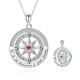 JXJL 2025 Graduation Gifts for Her Him: 925 Sterling Silver Rotatable Class of 2025 Compass Necklace for Lover Daughter Teens