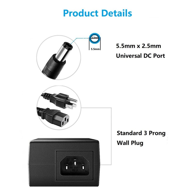 24V DC Power Supply 2A AC Adapter, 100-240 50/60Hz Desktop