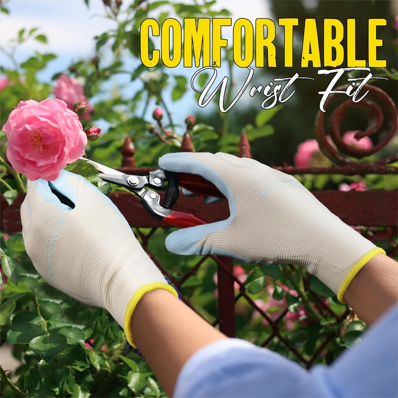 HANDLANDY 3 Pairs Womens Gardening Gloves, Breathable Nitrile Coated Outdoor