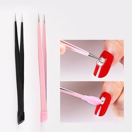 [Lungs_62] Stone Sticker Tweezers Multi-purpose Tweezers Nail Tweezers Nail Tools (46379793) - Black/FREE / [룽스_62]스톤 스티커 핀셋 다용도 핀셋 네일집게 네일도구 (46379793) - 블랙／FREE