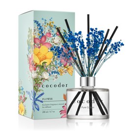 COCODOR Flower Reed Diffuser Set / 6.7oz / Pure Cotton/Scent Diffuser with Sticks Home Fragrance Reed Diffuser for Bathroom Shelf Decor for Women