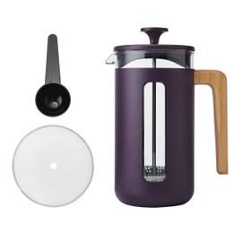 La Cafetière Pisa 8 Cup Cafetière In Purple Colour Durable Stainless Steel Plunger, Heat Resistant French Press With Stylish Natural Wood Handle, Versatile Coffee Tea Plunger, 10 Year Guarantee, 1L