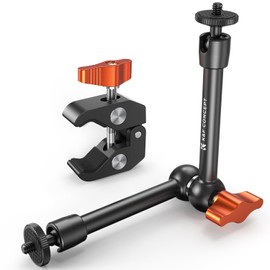 K&F Concept 9.8" Magic Arm with Super Clamp, Camera Clamp with 1/4" 3/8" Thread Screw, Articulating Friction Arm with Cold Shoe Mount for Monitor LED Light Action Camera, Compatible with SmallRig Cage