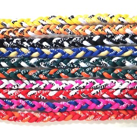 SEITG 18" Assorted 3 Rope Tornado Sports Titanium Necklaces Package of 10 (NO.2)