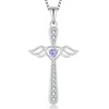 FYNSBLE Cross Necklace for Women Sterling Silver Guardian Angel Wings