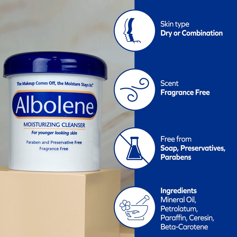 Albolene Moisturizing Cleanser & Makeup Remover Balm - Fragrance-Free Facial