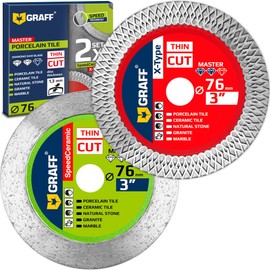 3 Inch Tile Blade for Grinder 3/8 Arbor – Super Thin Diamond Saw Blade for Smooth Cutting Porcelain Ceramic Granite Marble Tile – Diamond Cutting Wheel for Hard Tile GRAFF (2 Pack)