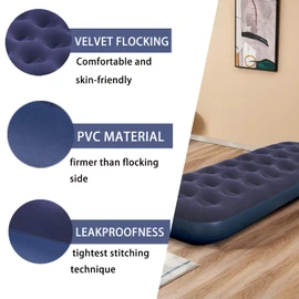 Single Size Air Mattress Inflatable Bed with Pump and Pillows,Blow Up Mattress for Camping and Home