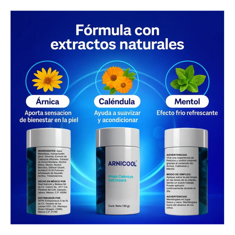 Pack 3 Gel Árnica Caléndula Arnicool 130g Sensación Frescura Mentol