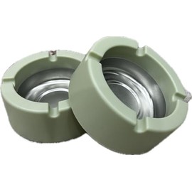 MIFAH Colour Full Plastic Ashtray Pack OF 2,Pastel Colours Won't Break Steel base In 4 Colour Round Shape Ashtray for Home Office Restaurant (Pack OF 2) (Green)