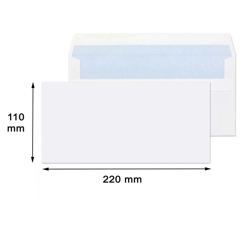 JKG® 50 x DL White ENVELOPES - Small Self Seal