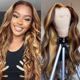 Bafamiya HD Highlight P4/27 Body Wave Wigs Human Hair 200% Density Real Full Large Lace Space 4x4 Highlight P4/27 Body Wave Wigs Human Hair Pre Plucked For Black Women