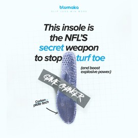 Blumaka Nonslip Carbon Elite Insoles - Carbon Fiber Athletic Performance Inserts - for Turf Toe, Football & More - Trusted by Pro Athletes - Explosive Propulsion - Men’s 11-11.5 | Women’s 12-12.5