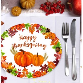 HEIPINIUYE 50 Pcs 10 X 12 Inch Oval Happy Thanksgiving Plates Heavy Duty
