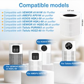 A1 A1W Replacement Filter Compatible with VEWIOR Air Purifier HQSC-50, HQKJ-80, AMEIFU AP01W, KOIOS HQKJ-50 Air Purifier, 3-in-1 Air Filter, 2 Pack
