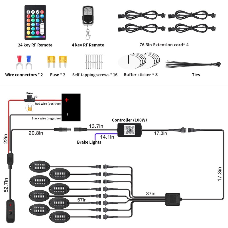 8Pods Segmented Alloy RGB LED Rock Lights for Jeeps Trucks