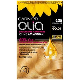 Garnier Olia Öl-Coloration, dauerhafte Haarfarbe, ohne Ammoniak für einen angenehmen Duft, intensive Farbkraft, 9.30 Karamellgold, 60 g