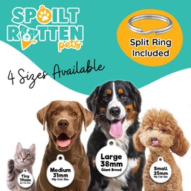 Spoilt Rotten Pets 19mm Neutered & Chipped Alert Message Cat or Dog Tag Cat Identity Disc, Cat Kitten Dog Puppy ID Tag, Pet Tag Custom Printed with Your Contact Details
