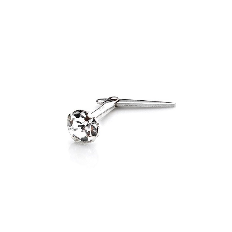 jewellerybox Sterling Silver Andralok Nose Stud with 3mm Clear Crystal
