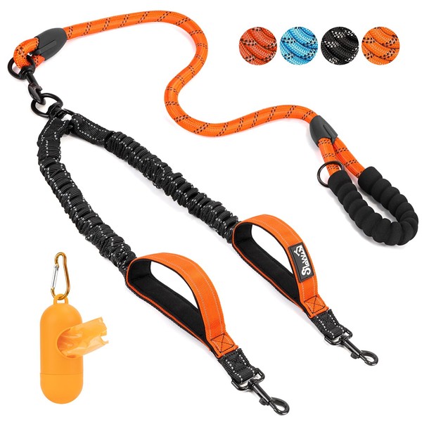 SlowTon Double Lead for 2 Dogs, 360° Rotating Reflective Dog