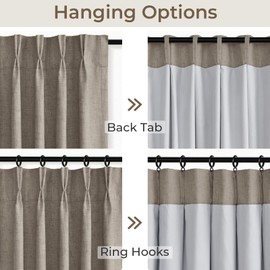 CAPALOCA Pinch Pleated Blackout Curtains 96 Inches Long, Linen Blend, 100% Blackout Drapes with 20 Hooks, Ideal for Bedroom and Living Room, 40" W x 96" L (Pack of 2), Taupe Gray