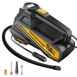 Tire Inflator Portable Air Compressor 150PSI, 12V DC Cordless 6X Faster Auto Pump with Digital Gauge & Emergency Light for Car Tires, Motorcycle, Bike, Ball