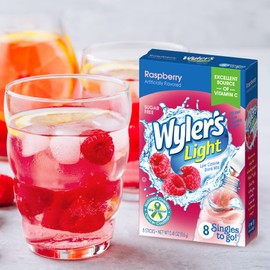 Wyler's Light Singles To Go Powder, Water Drink Mix, Raspberry, 8 per Box, 96 total Packets (Pack of 12)