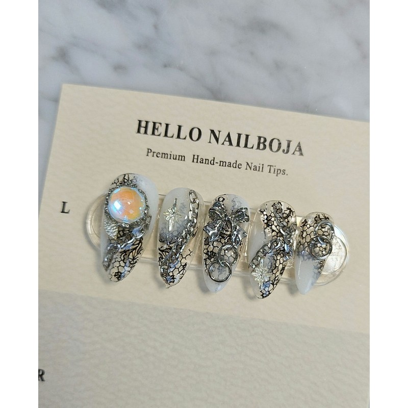 hello. Lace iron taste [handmade nail tip] - xxs coffin