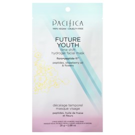 Pacifica Future Youth Time Shift Hydrogel Facial Mask, Multi-Peptide Anti-Aging Sheet Mask for Firming & Plumping, Ultra-Hydrating Serum-Infused Mask for Face & Neck, 100% Vegan