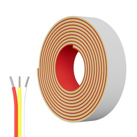 PAUTIX 65.6ft/20M Extension Cable Wire Cord,22AWG 3-pin Wire Cord for Single Color LED Strip Lights,COB/2835 Tape Lights,5V 12V 24V Low Voltage Extension,Red,Yellow,White