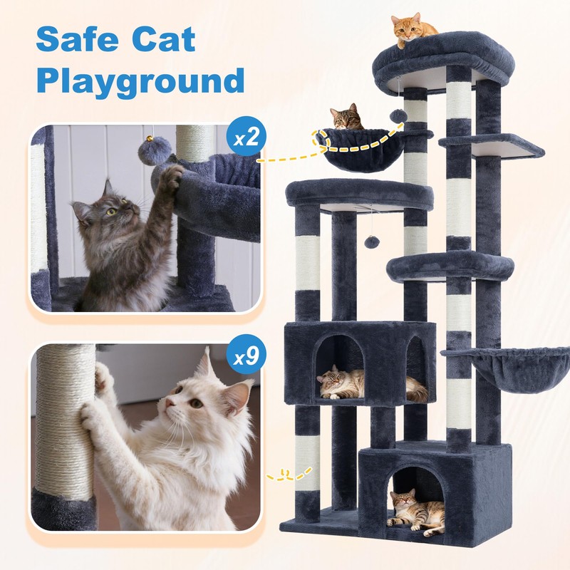 Hey-brother Cat Tree Tower with Tiered Padded Platforms, Condos, MPJ084G