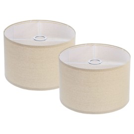 PATIKIL Drum Lamp Shades Set of 2, 12"x12"x8" Linen Lamp Shade Easy Assembly Lampshade for Table Lamps Floor Lamps Pendant Lights, Cream