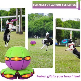FlidRunest 2 Pack Two-Toned Pet Toy Flying Saucer Ball Dog Balls, Dog Flying Disc Toy, Flying Saucer Ball Dog Toy Outdoor Sports, Medium Large Dogs Toy Ball (3 Lights)