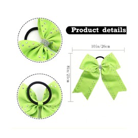 2 Pcs Cheerleader Hair Bows for Women Glitter Large Cute Bow Hair Ties 8 inch Ponytail Holder Elastic Band Cheer Bow Hair Accessories for School Sports (Green A)