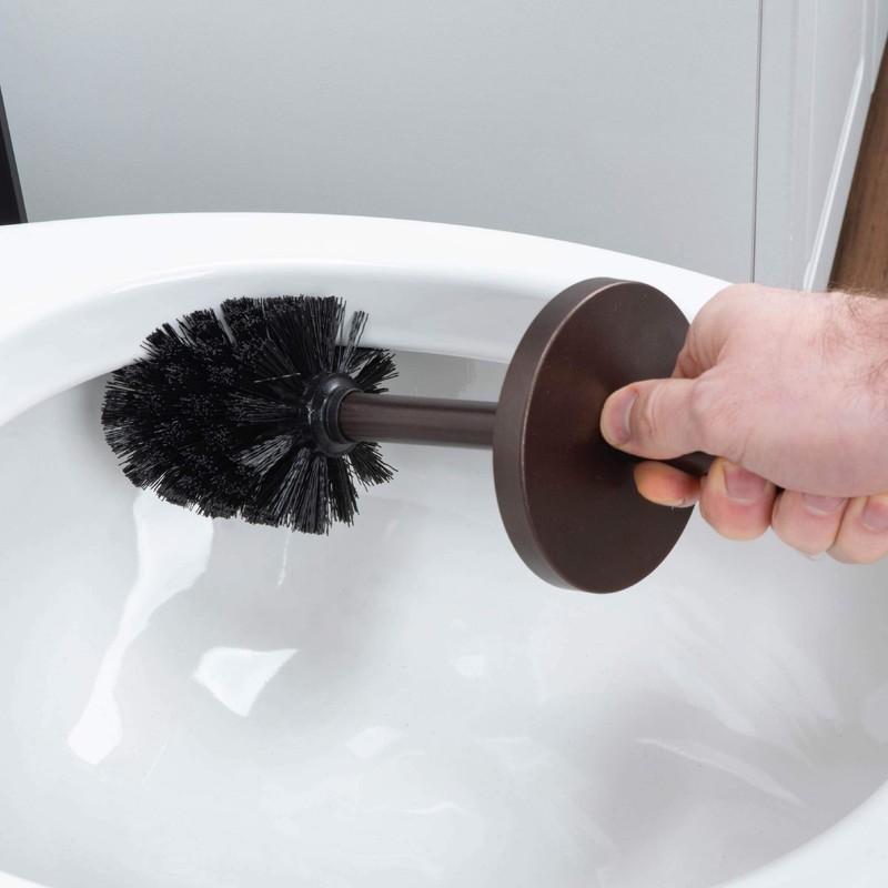 JS Jackson Supplies Sleek Toilet Brush and Holder with Metal