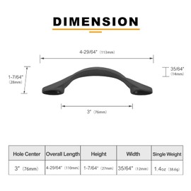 Asidrama 10 Pack 3 Inch(76mm) Matte Black Kitchen Cabinet Handles, Cabinet Pulls Kitchen Cabinet Hardware for Cupboard Drawer Pulls