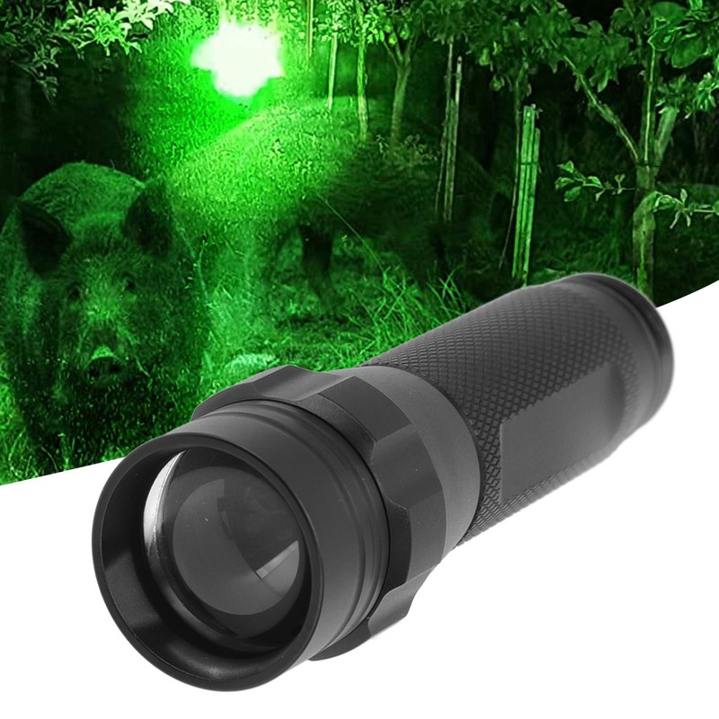 Green Light LED Flashlight Zoomable Portable Single Mode Green Hunting