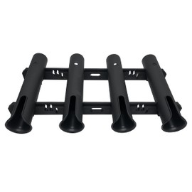 HiUmi Wall Mounted Fishing Rod Holders Tubes Links Fishing Rod Holder Rack Rests (4-Pole-Black)