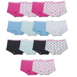 Fruit of the Loom Girl's 14 Pack Boyshort Underwear, Size 4, Assorted Heathers