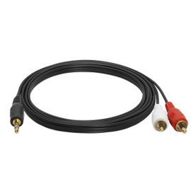 3.5mm Stereo Male to Dual RCA Male Y-Cable, 12 FT – Pack of 2