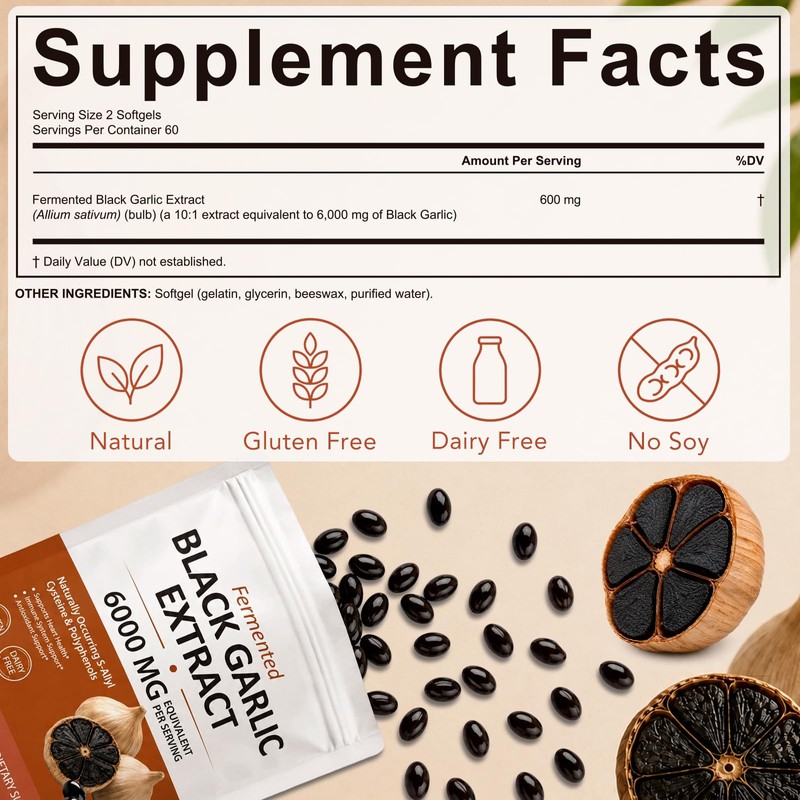 Fermented Black Garlic Extract Softgels, 120 Count