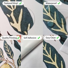 funlife Peel and Stick Fridge Door Mural w/Utility Knife and Scraper, Self-Adhesive Refrigerator Wrap, Leather Effect Textured Vinyl Fridge Cover Sticker for Kitchen, 22.04"x64.17" Lemon Tree Branch