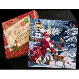 20-ct Animals Santa Napkins for Decoupage - Christmas & Winter Decorative Napkins for Dinner & Lunch