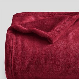 Oxford Homeware Fleece Blanket Sofa Throw Cuddly Reversible Soft Throws for Bed, Couch, Settee, Travel Lightweight and Breathable Blanket fit All Season (Burgundy, Throw/Single)