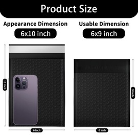Alilmein 6×10" Inch Bubble Mailers 50 Pack Waterproof Padded Envelopes Self Seal Adhesive Shipping Bags for Mailing Cards Jewelry Makeup and Small Business Packaging