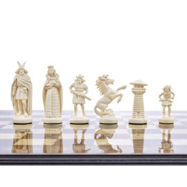 3 3/4" Black & White Viking Plastic Chess Pieces - Felted, Standard Size