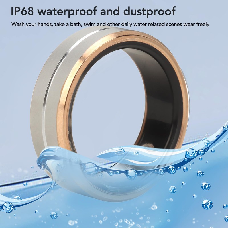 Health Monitoring Smart Ring Fitness Tracker for Men Women Silver