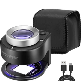 VIVOSUN 30X Rechargeable Loupe Magnifier with White LED Light and UV Light, Portable Magnifying Glass with Optical Glass Lens & Scale for Jewelry, Textile, Gems, Stamps, Coins and Plants