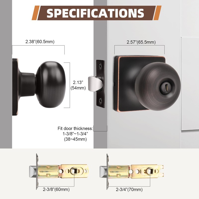 GOBEKOR 10 Pack Interior Privacy Door Knobs Oil Rubbed Bronze